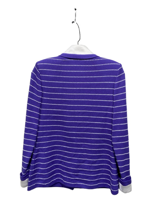 St John Collection Size 2 Purple & White Wool Blend Button Down Stripe Cardigan Purple & White / 2