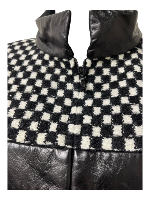 Chanel Size XS/34 Black & White Polyamide Blend Checkered Zip Front Jacket Black & White / XS/34