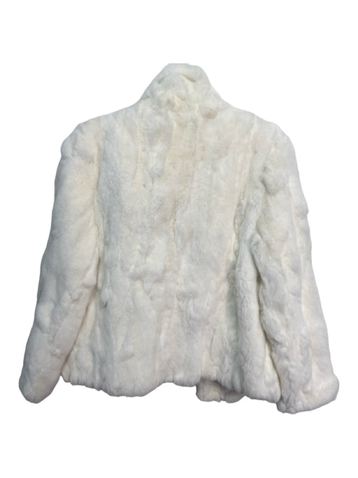 Metric Knits Size XS White Rabbit Fur Open Front Long Sleeve Jacket White / XS