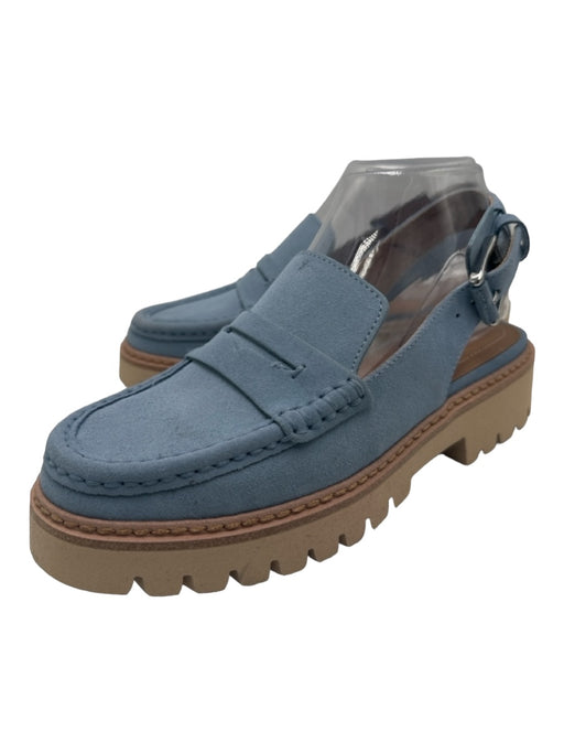 Donald J Pliner Shoe Size 6 Blue Suede Penny Loafer Slingback Lug Sole Flats Blue / 6
