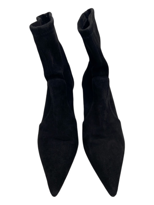 Stuart Weitzman Shoe Size 6.5 Black Suede Calf High Pointed Toe Midi Booties Black / 6.5