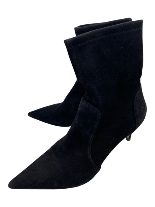 Stuart Weitzman Shoe Size 6.5 Black Suede Calf High Pointed Toe Midi Booties Black / 6.5