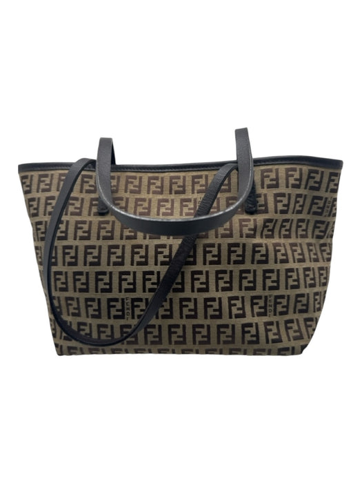 Fendi Brown Canvas Open Top Zucca Two Strap Bag Brown / S