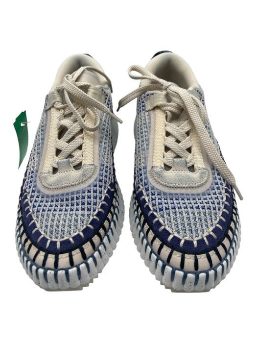 Chloe Shoe Size 36 Navy blue & Cream Synthetic Knit Laces Platform Sneakers Navy blue & Cream / 36