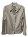 Tory Burch Size 0 Beige & Green Cotton Pin Stripe Pleat Detail Button Down Top Beige & Green / 0