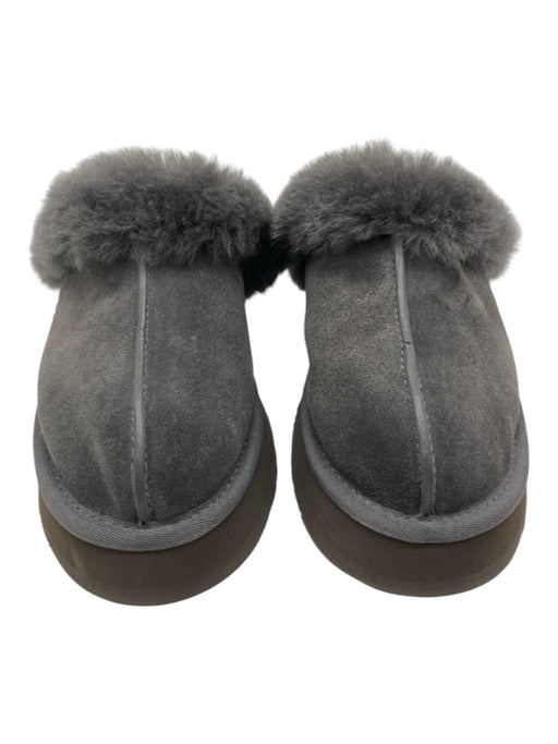 Ugg Shoe Size 36 Gray Suede Fur lined Slip On Platform Slippers Gray / 36