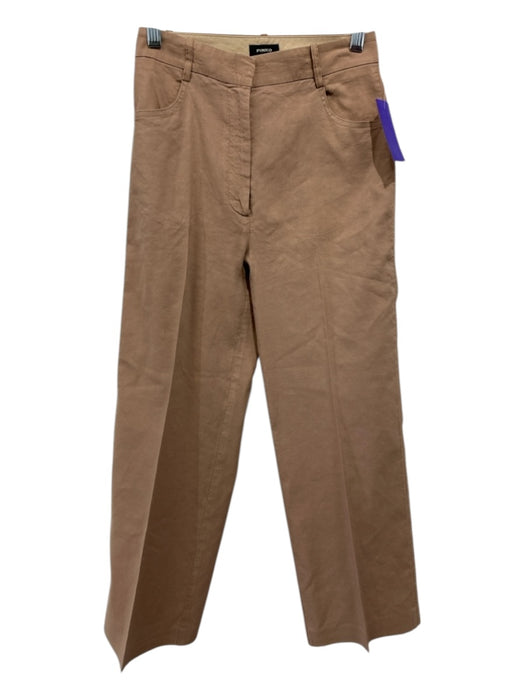 Pinko Size 36 light brown Linen Blend Single Breasted Ankle pleat front Pant Set light brown / 36