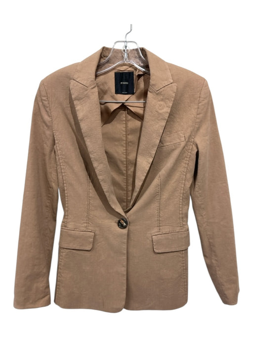 Pinko Size 36 light brown Linen Blend Single Breasted Ankle pleat front Pant Set light brown / 36