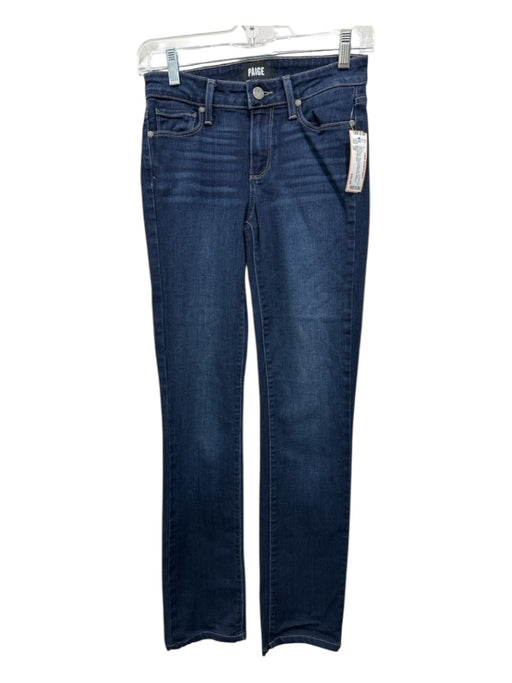 Paige Size 25 Dark Wash Rayon Blend Mid Rise Whiskering Contrast Stitching Jeans Dark Wash / 25