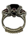 Black, Pink, Silver 14k White Gold Pave Diamonds Onyx Filigree Ring Black, Pink, Silver