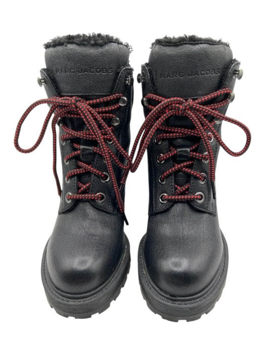 Marc Jacobs Shoe Size 36 Black & Red Leather Faux Fur Lining lace up Boots Black & Red / 36