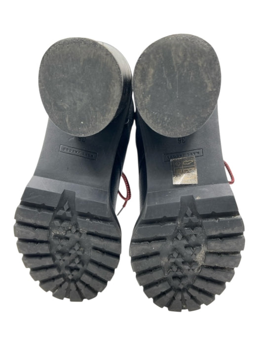 Marc Jacobs Shoe Size 36 Black & Red Leather Faux Fur Lining lace up Boots Black & Red / 36