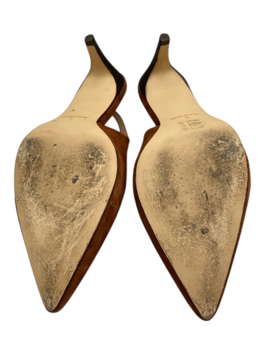 Anthropologie Shoe Size 6 Brown Suede Upper Slingbacks Solid Pointed Toe Mules Brown / 6