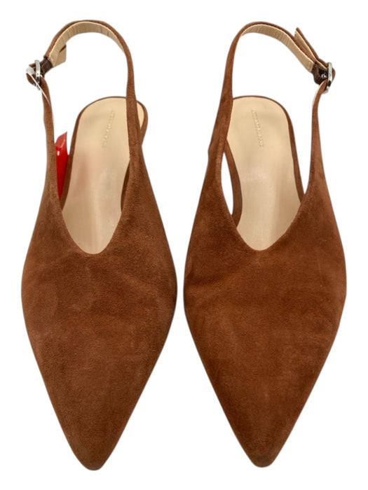 Anthropologie Shoe Size 6 Brown Suede Upper Slingbacks Solid Pointed Toe Mules Brown / 6