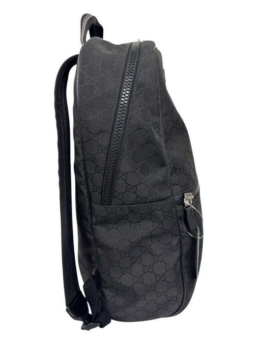 Gucci Black Nylon & Leather Zipper Pockets Guccissima Slim Backpack Bag Black