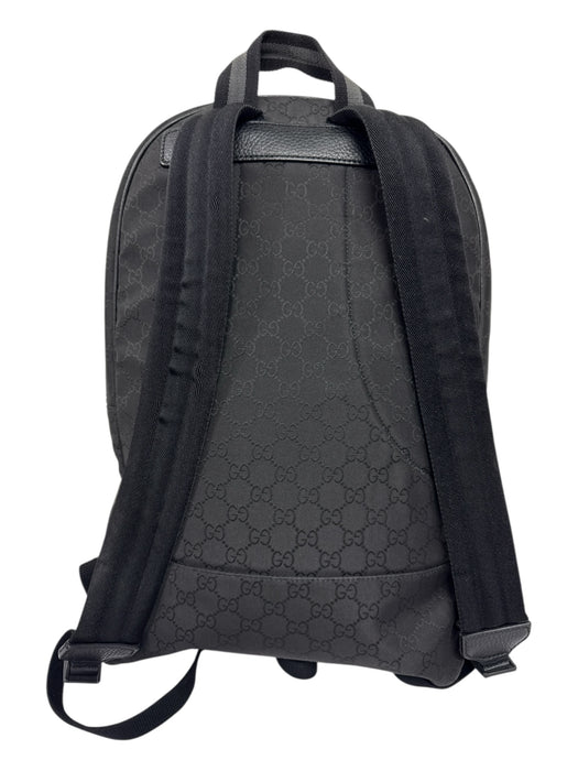 Gucci Black Nylon & Leather Zipper Pockets Guccissima Slim Backpack Bag Black