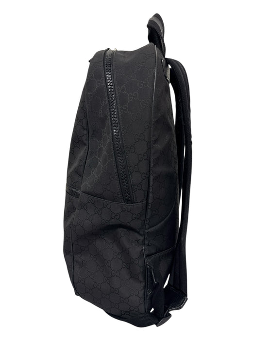 Gucci Black Nylon & Leather Zipper Pockets Guccissima Slim Backpack Bag Black