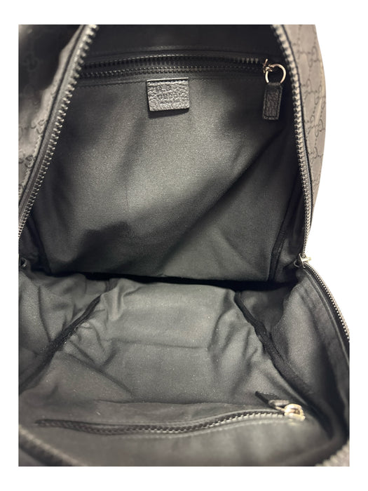 Gucci Black Nylon & Leather Zipper Pockets Guccissima Slim Backpack Bag Black