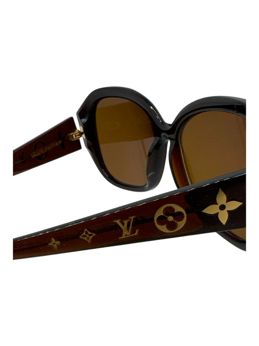 Louis Vuitton Brown & Gold Acetate Metal Glitter Logo Gradient Sunglasses Brown & Gold