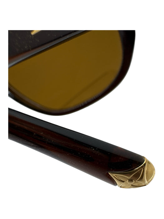 Louis Vuitton Brown & Gold Acetate Metal Glitter Logo Gradient Sunglasses Brown & Gold