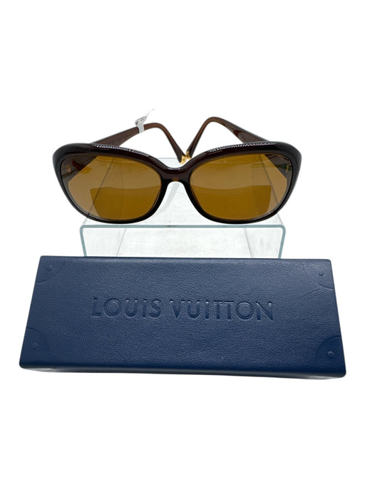 Louis Vuitton Brown & Gold Acetate Metal Glitter Logo Gradient Sunglasses Brown & Gold