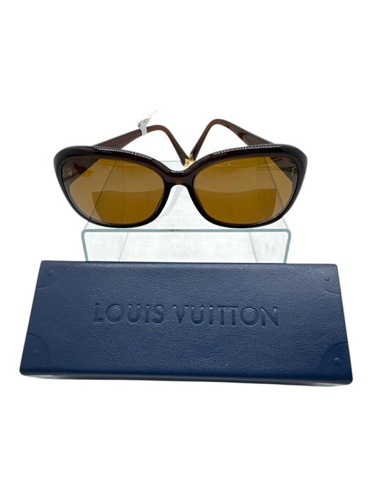 Louis Vuitton Brown & Gold Acetate Metal Glitter Logo Gradient Sunglasses Brown & Gold
