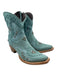 LANE Shoe Size 6 Blue Green Leather Studs Cowboy Side Zip Sqaure Toe Boots Blue Green / 6