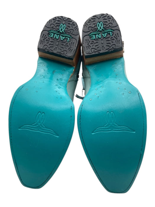 LANE Shoe Size 6 Blue Green Leather Studs Cowboy Side Zip Sqaure Toe Boots Blue Green / 6
