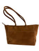 Quince Brown Leather Suede Top Handle Zip Close Front Pockets Tote Bag Brown / Large