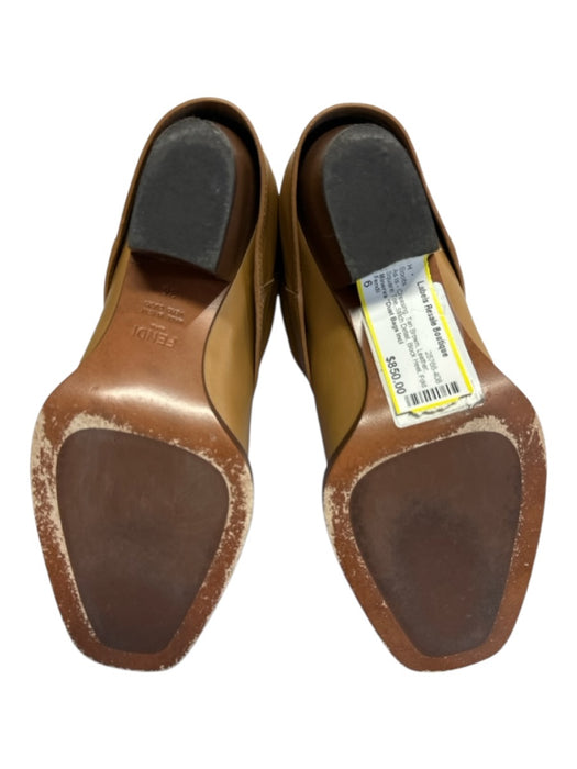 Fendi Shoe Size 6 Tan Brown Leather Square Toe Stitch Detail Block Heel Boots Tan Brown / 6