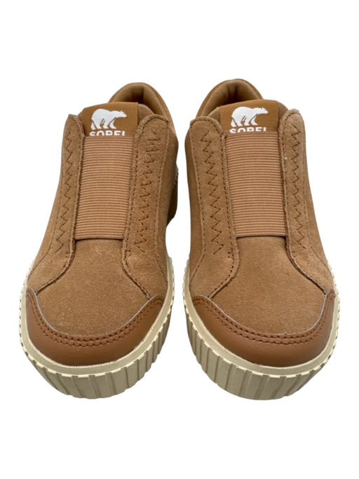 Sorel Shoe Size 5.5 Tan Brown & Cream Leather Upper Platform Elastic Sneakers Tan Brown & Cream / 5.5