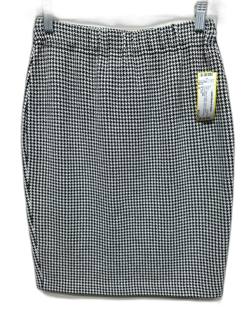 St. John Size 0 Black & White Wool & Rayon Houndstooth Elastic Waist Skirt Black & White / 0