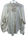 Finley Size S White Cotton & Silk Satin Long Sleeve Ruffle Neck Button Down Top White / S