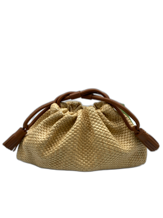 Veronica Beard Beige & Brown Raffia & Leather Woven Magnetic Clasp Bag Beige & Brown / Mini