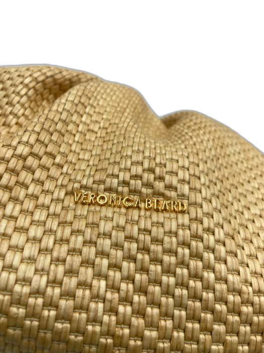 Veronica Beard Beige & Brown Raffia & Leather Woven Magnetic Clasp Bag Beige & Brown / Mini
