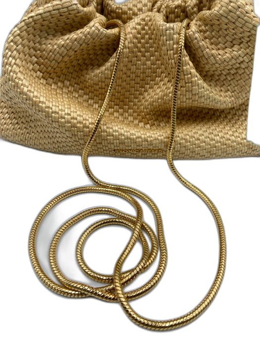 Veronica Beard Beige & Brown Raffia & Leather Woven Magnetic Clasp Bag Beige & Brown / Mini