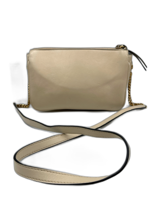 Versace Beige White Lamb leather Quilted Gold Logo Zip Top Crossbody Strap Bag Beige White / XS