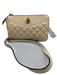 Versace Beige White Lamb leather Quilted Gold Logo Zip Top Crossbody Strap Bag Beige White / XS