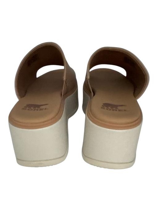 Sorel Shoe Size 5.5 Nude Beige & White Leather Two Tone Platform Sandals Nude Beige & White / 5.5