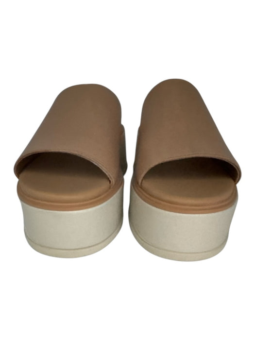 Sorel Shoe Size 5.5 Nude Beige & White Leather Two Tone Platform Sandals Nude Beige & White / 5.5