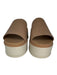Sorel Shoe Size 5.5 Nude Beige & White Leather Two Tone Platform Sandals Nude Beige & White / 5.5