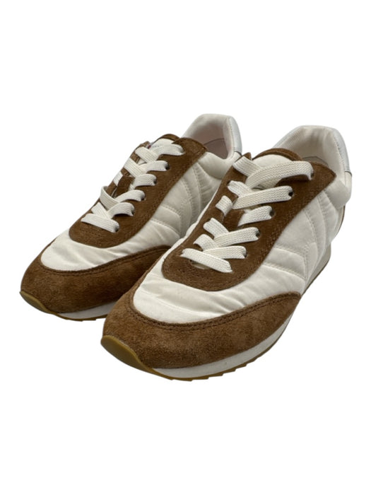 Veronica Beard Shoe Size 6 Cream White & Brown Textile & Leather Upper Sneakers Cream White & Brown / 6