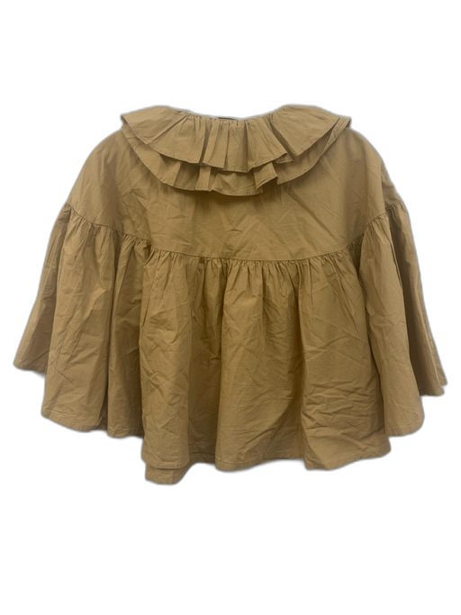 Maeve Size XS Beige Cotton Ruffle Collar Wide Sleeve pleats Open Top Beige / XS