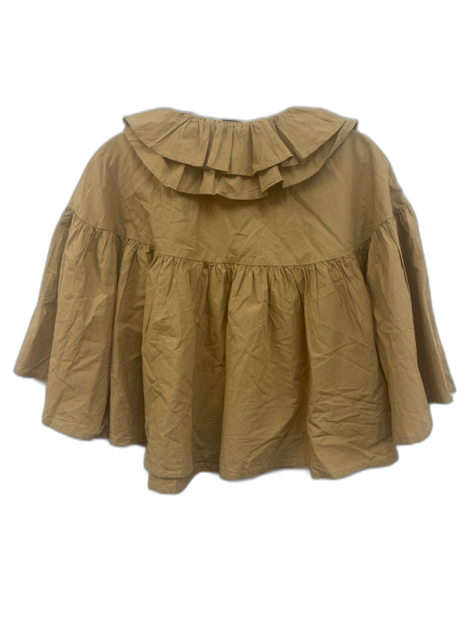 Maeve Size XS Beige Cotton Ruffle Collar Wide Sleeve pleats Open Top Beige / XS