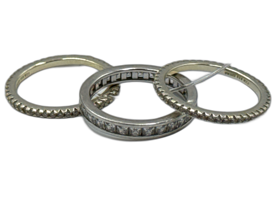 FZN Silver Sterling Silver 3 Piece Stones Ring Silver