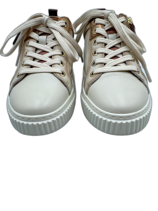 Pikolinos Shoe Size 36 Gray, White, Gold Leather Lace Up Platform Sneakers Gray, White, Gold / 36