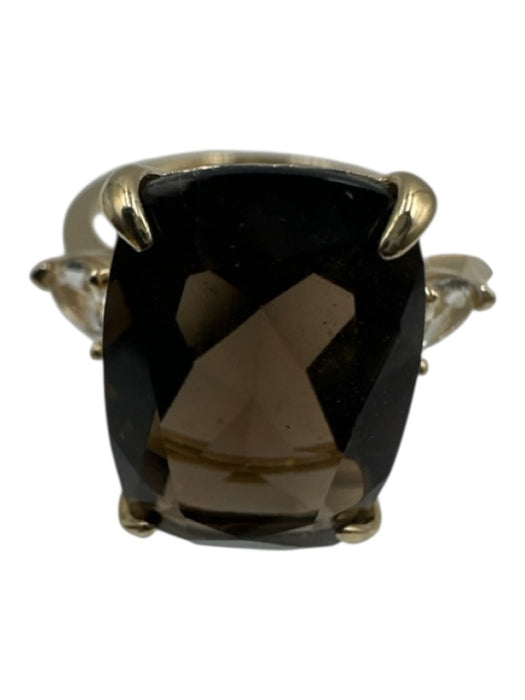 No Brand Brown 14k Gold Smokey Quartz Diamond Cocktail Ring Brown