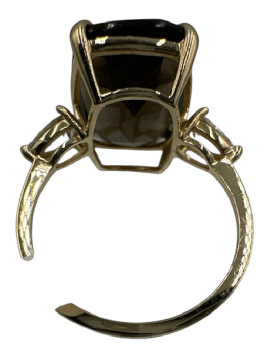 No Brand Brown 14k Gold Smokey Quartz Diamond Cocktail Ring Brown