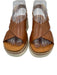 Pikolinos Shoe Size 36 Cognac Brown Leather Upper Criss Cross Slingback Sandals Cognac Brown / 36