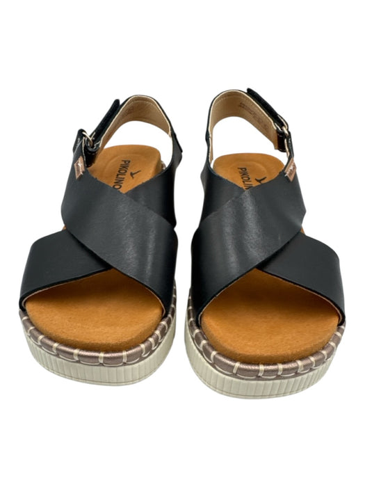 Pikolinos Shoe Size 36 Black Leather Upper Criss Cross Velcro Strap Sandals Black / 36